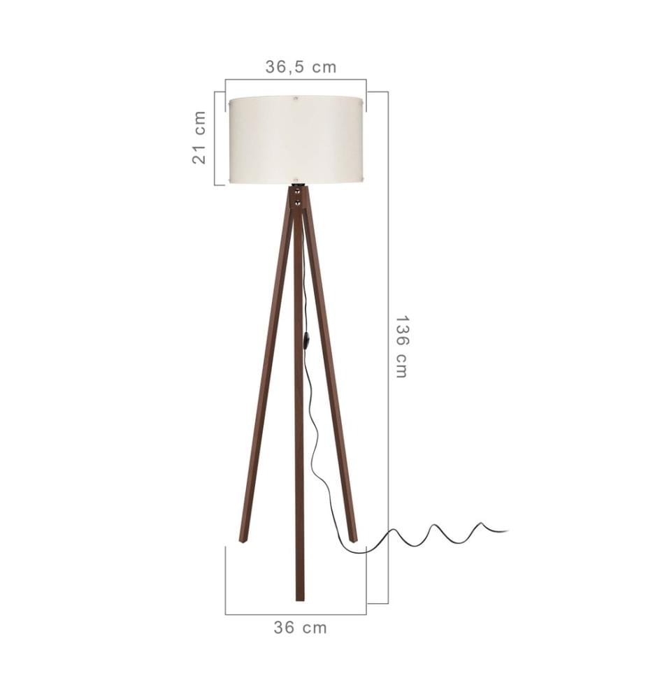 Lampadaire Lampadaire Guildford E27 imitation noyer crème