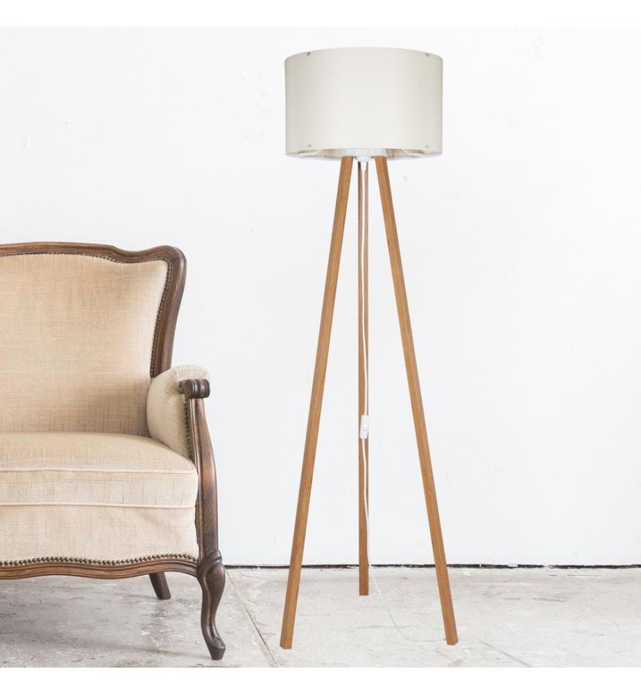 Lampadaire Lampadaire Keynes E27 imitation bambou crème