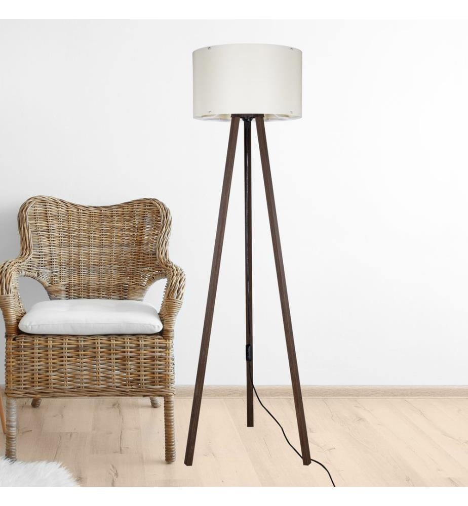 Lampadaire Lampadaire Keynes E27 imitation noyer crème