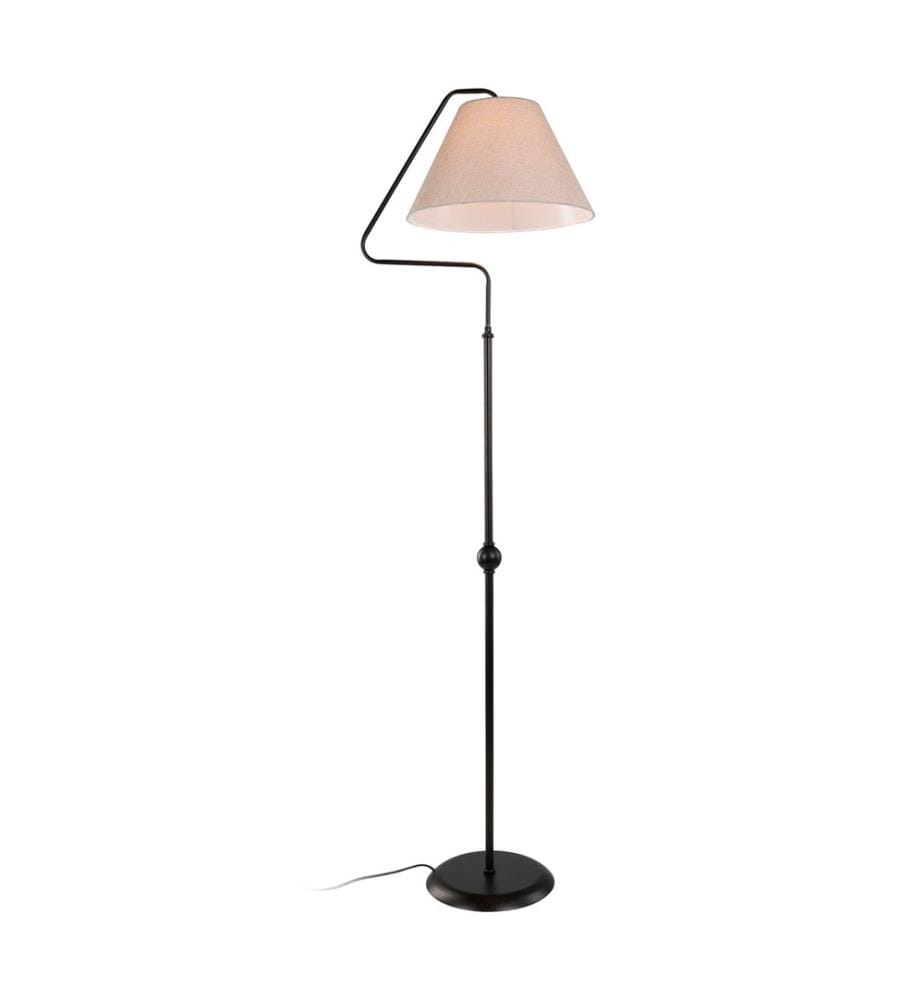 Lampadaire Ellesmere E27 métal textile noir taupe