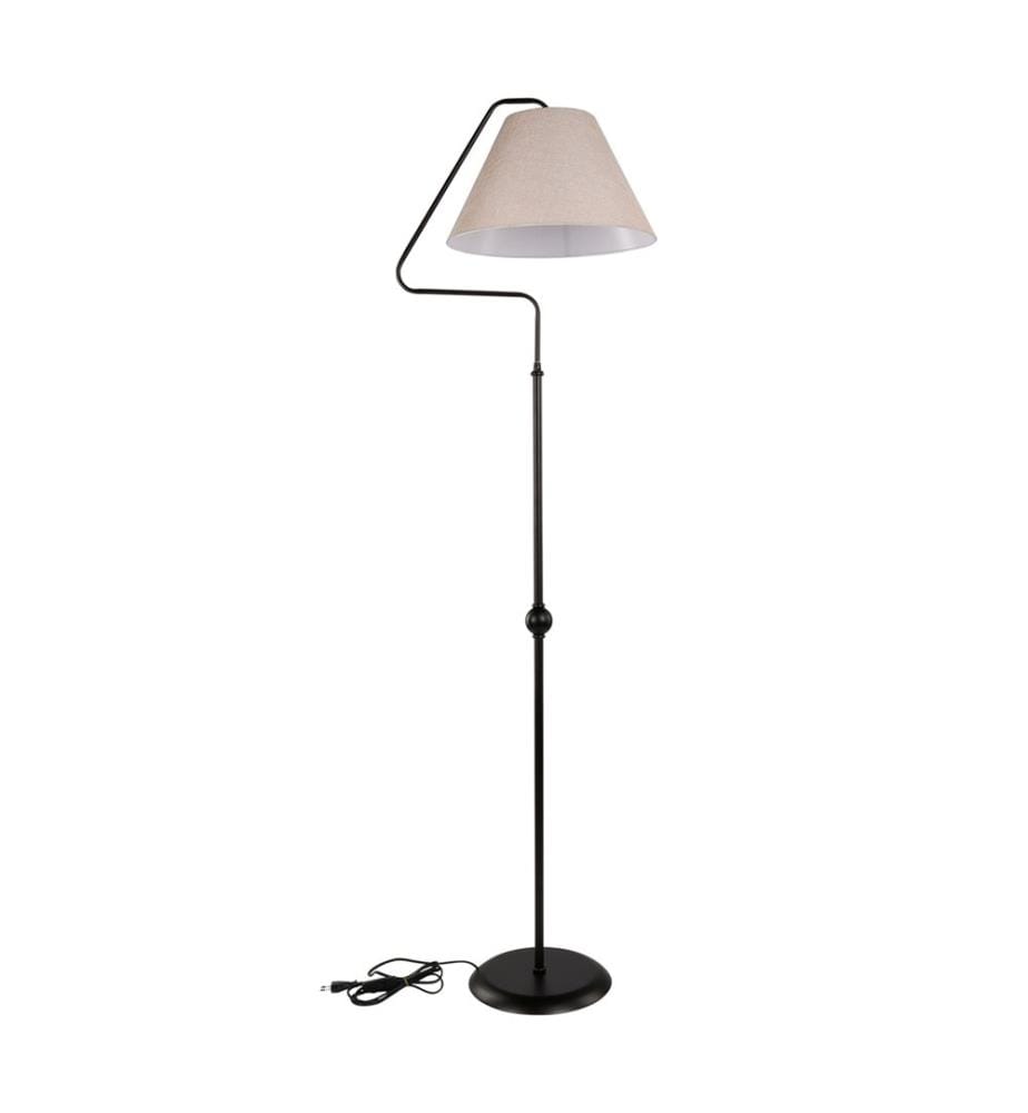 Lampadaire Ellesmere E27 métal textile noir taupe