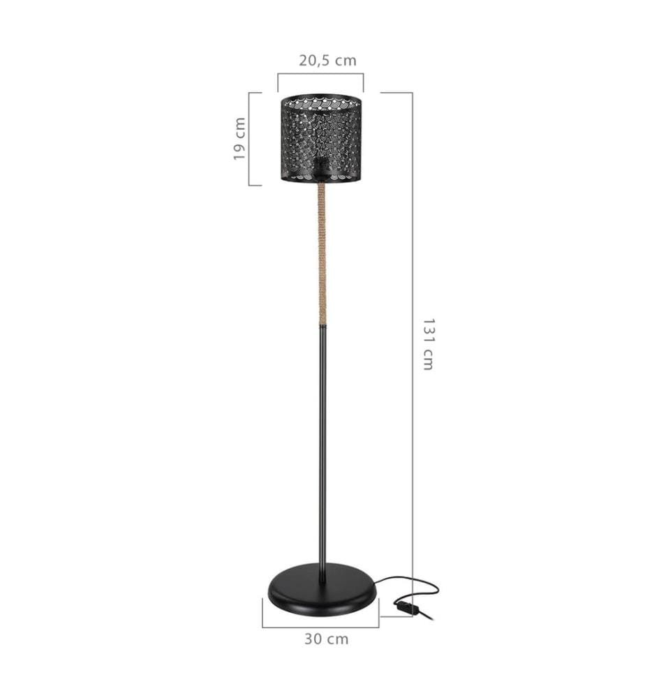 Lampadaire Lampadaire Farnborough E27 métal corde de jute