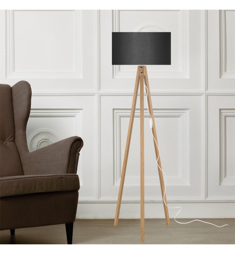 Lampadaire Lampadaire Rochester E27 aspect bambou noir