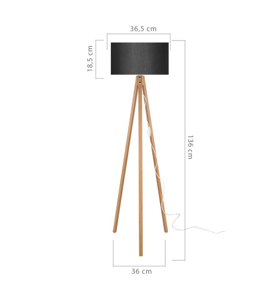 Lampadaire Lampadaire Rochester E27 aspect bambou noir