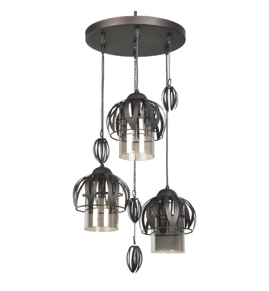 Lampe à suspendre Oakham 3-fla mm noir