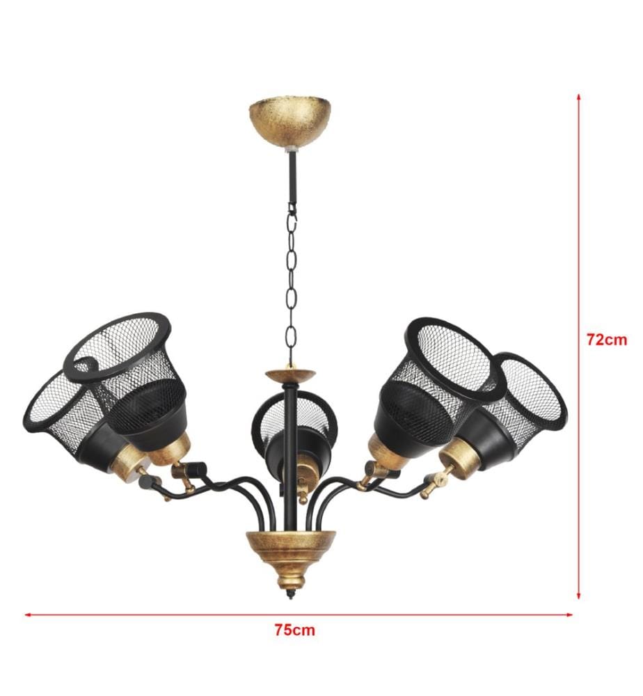 Lampe à suspendre Langport 5-plats noir or