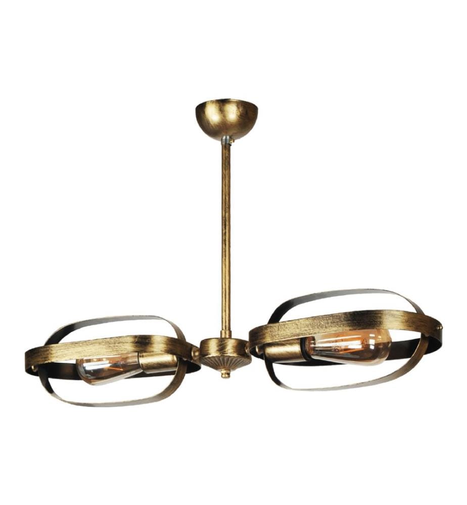 Suspension Saltash 2xE27 or avec patine noire