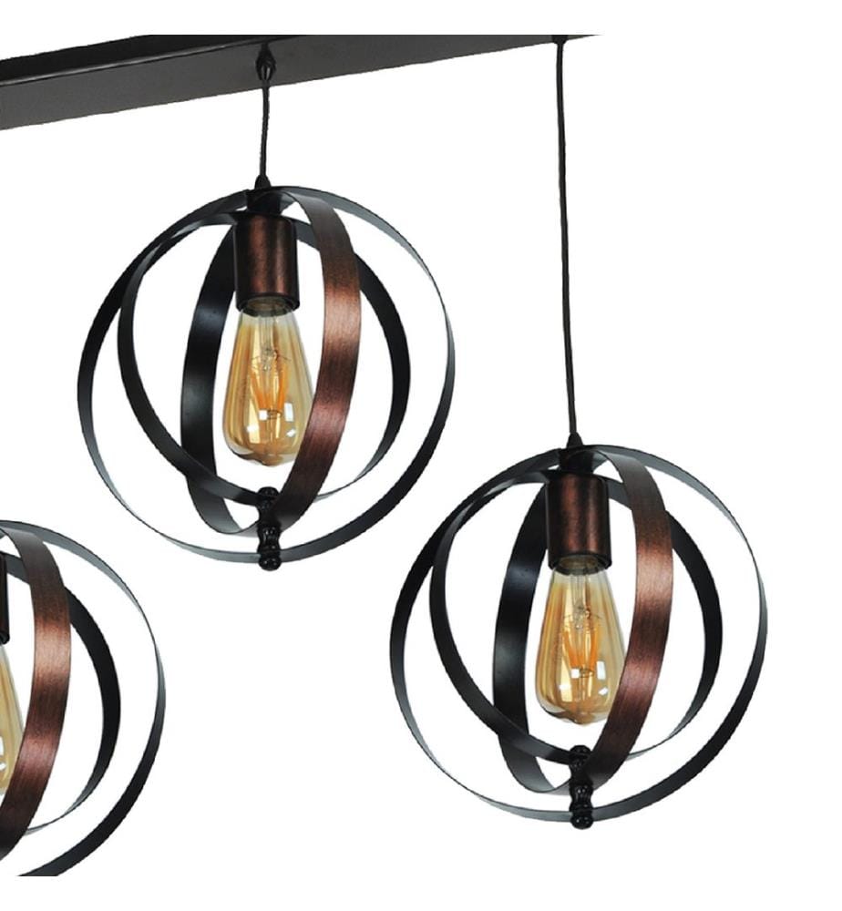 Suspension Haverhill 3xE27 métal cuivre noir