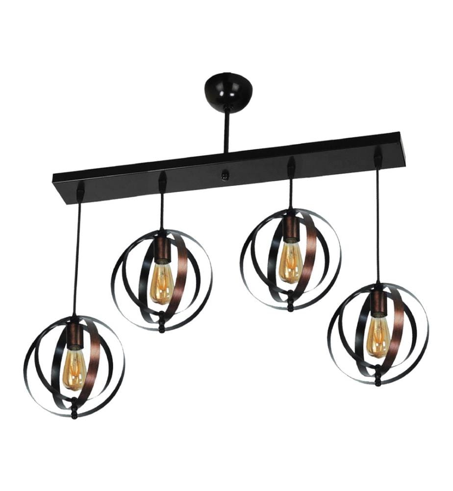 Suspension Haverhill 4xE27 métal cuivre noir