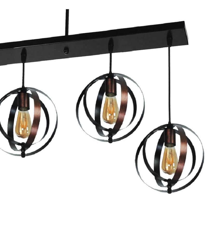 Suspension Haverhill 4xE27 métal cuivre noir