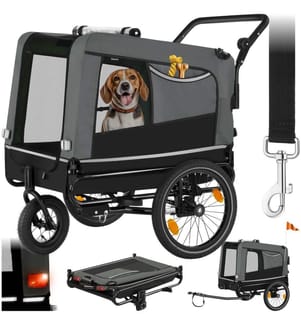 Carrello per cani WoofRider multifunzionale, ripiegabile, fino a 40 kg - grigio