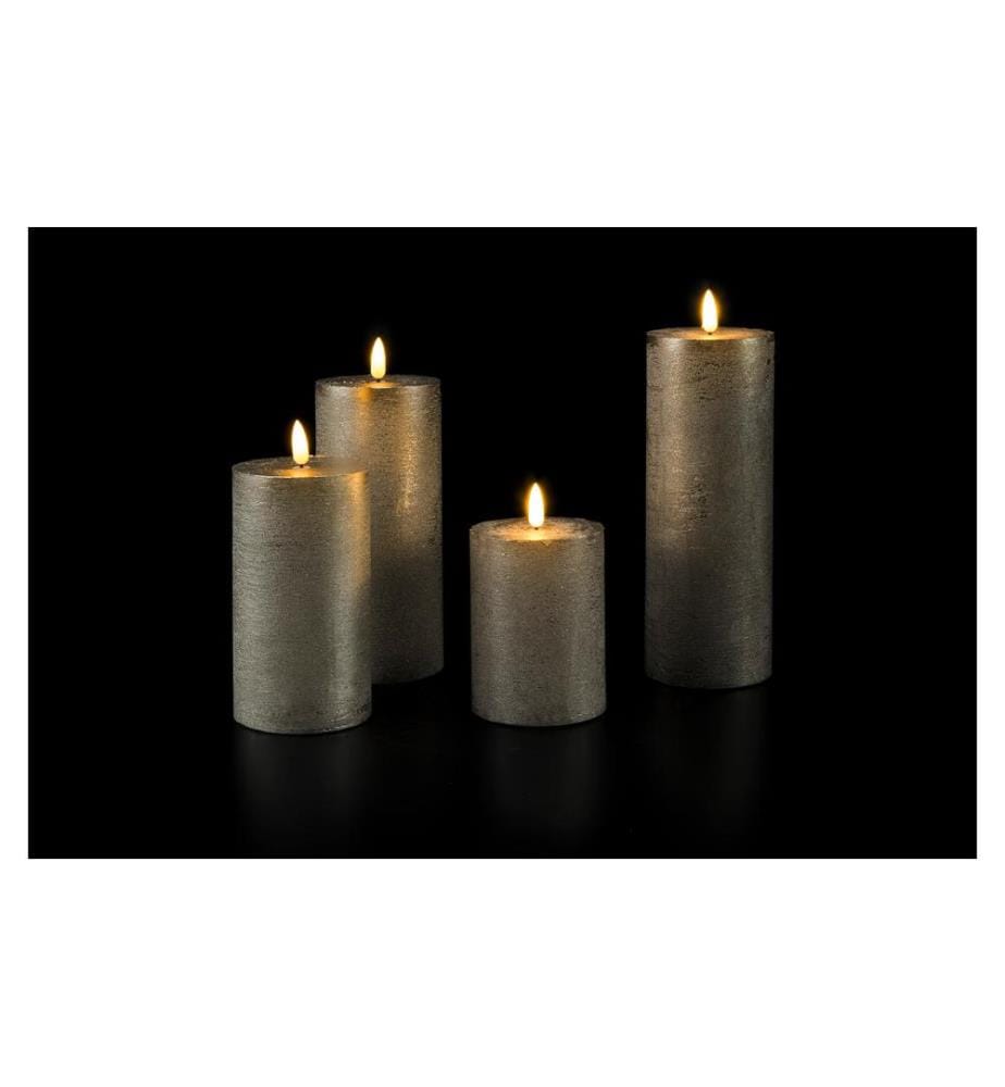 STT Set de bougies LED Flat, Ø 7.5x10/13.5/17/20 cm, Gris