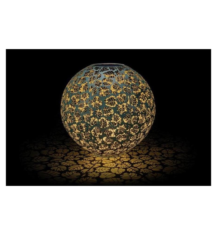 STT Windlicht Solar Antic Ball Monstera Ø 40 cm, Dunkelgrün