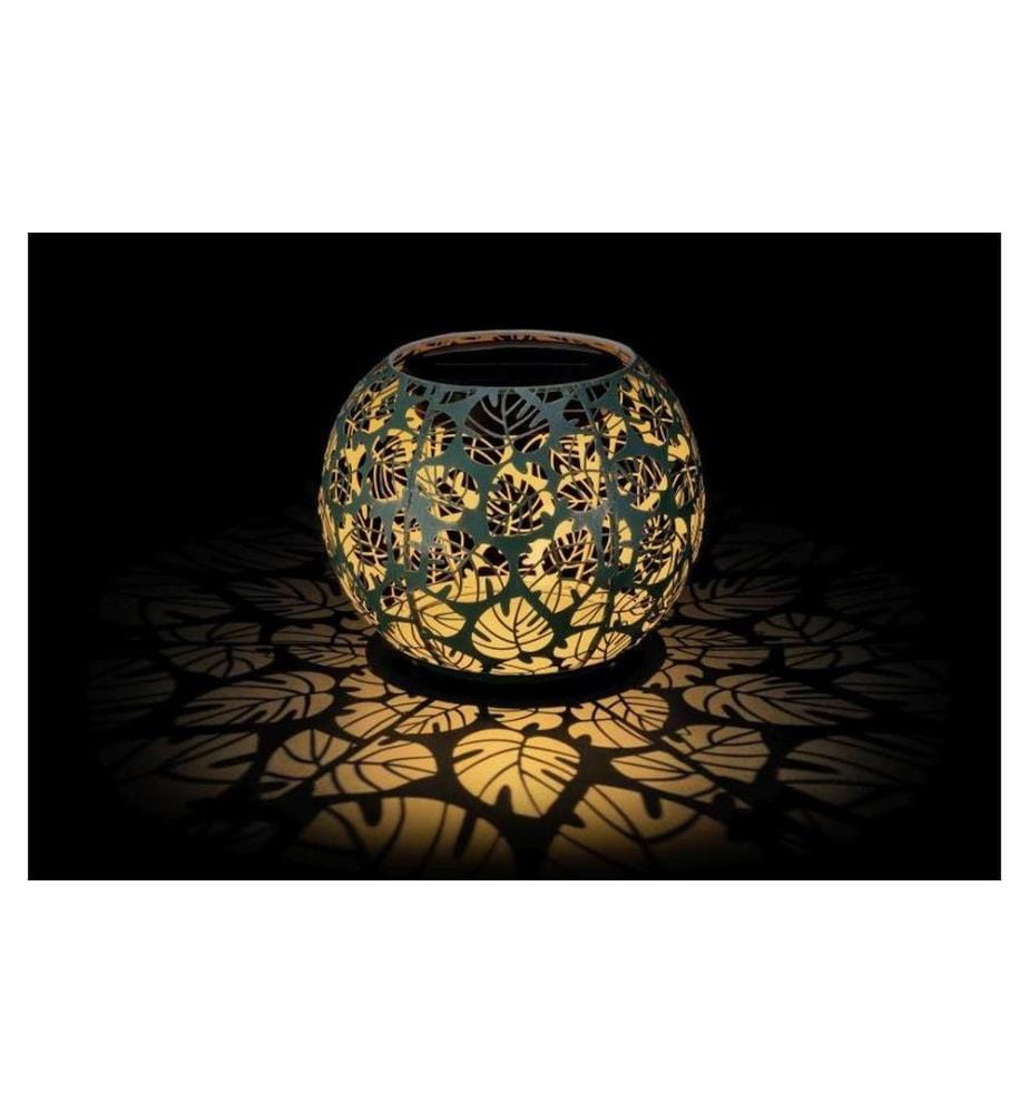 STT Windlicht Solar Antic Globe Monstera Ø 22 cm, Dunkelgrün