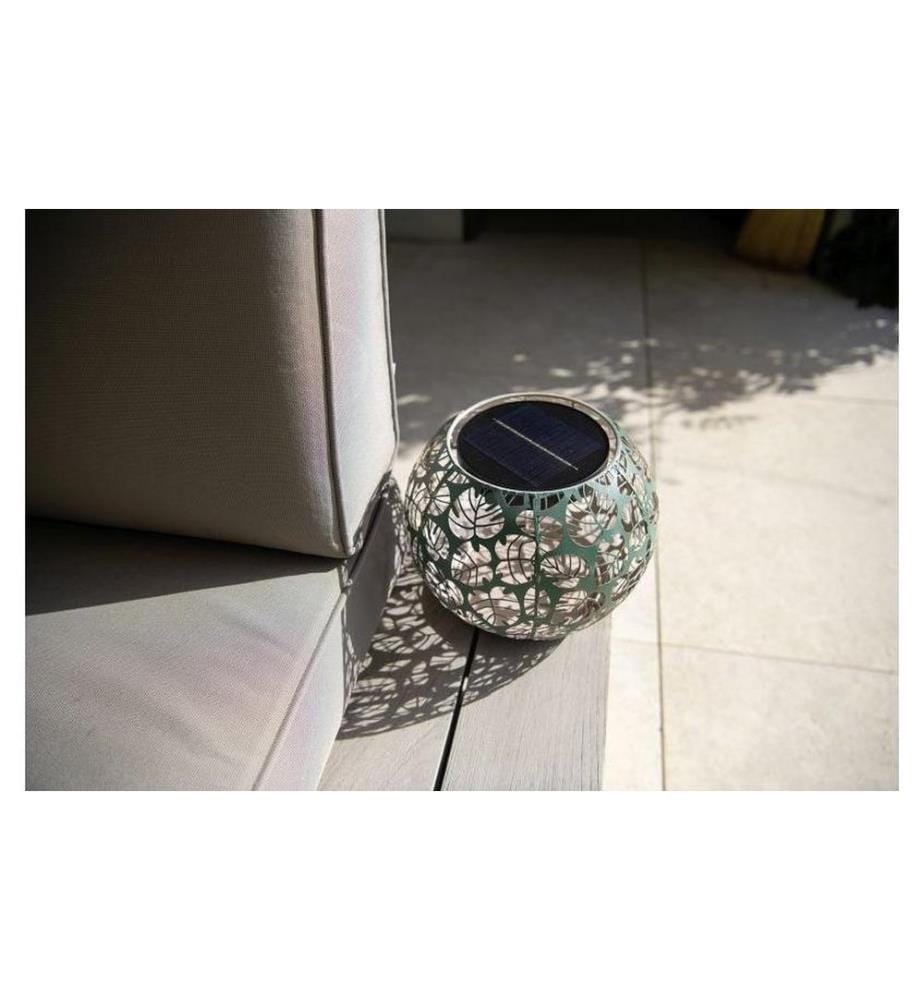 STT Windlicht Solar Antic Globe Monstera Ø 22 cm, Dunkelgrün
