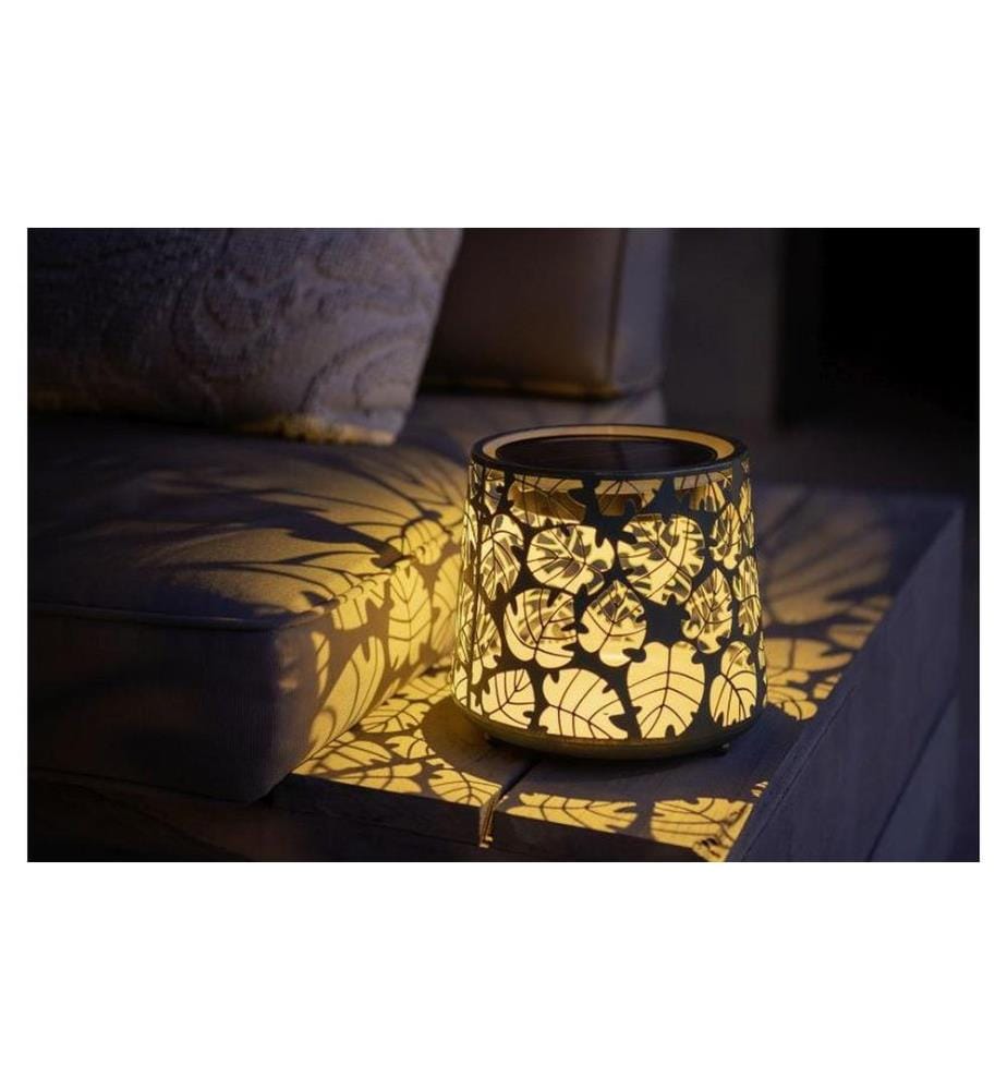 STT Windlicht Solar Antic Mini S Monstera Dunkelgrün