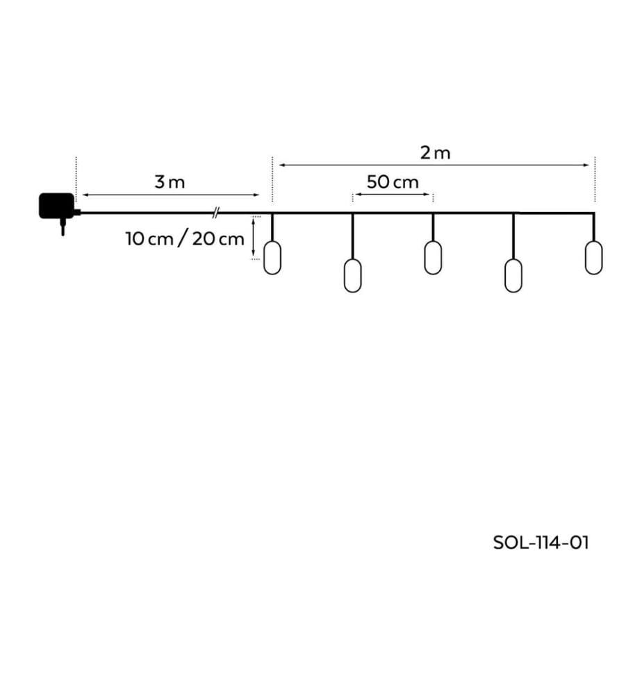 STT Guirlande lumineuse Solar Protect 5, 200 cm, Noir