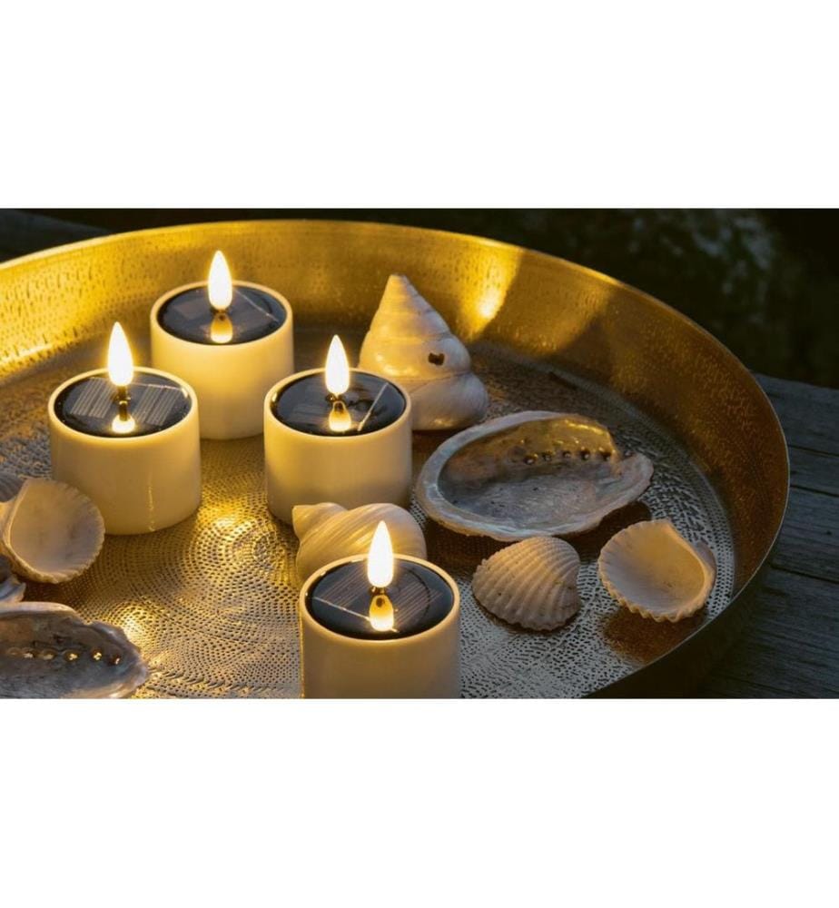 STT Set de bougies à chauffe-plat LED Solaire Ø 5 x 6.5 cm, blanc, 4 pcs