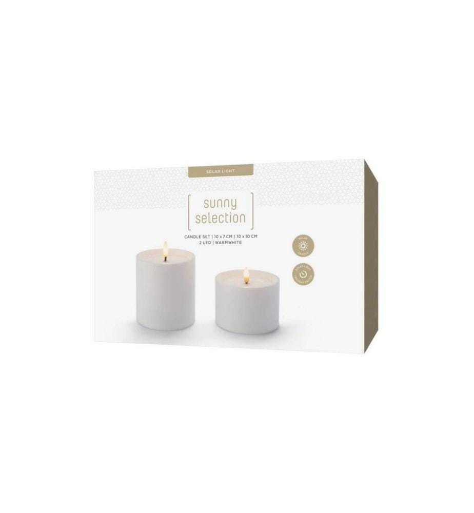 STT Set de bougies LED 2 pièces Blanc. 10 cm