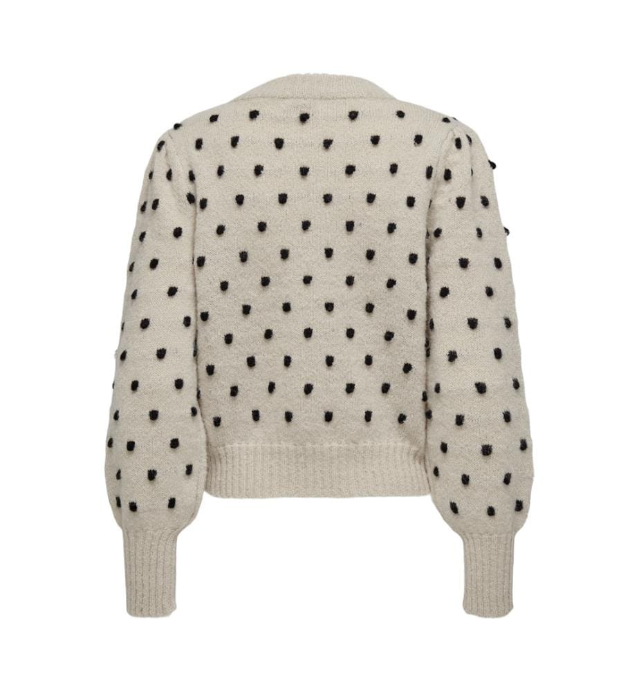 Langärmeliger Pullover mit Punkten - Cement with Black Dots