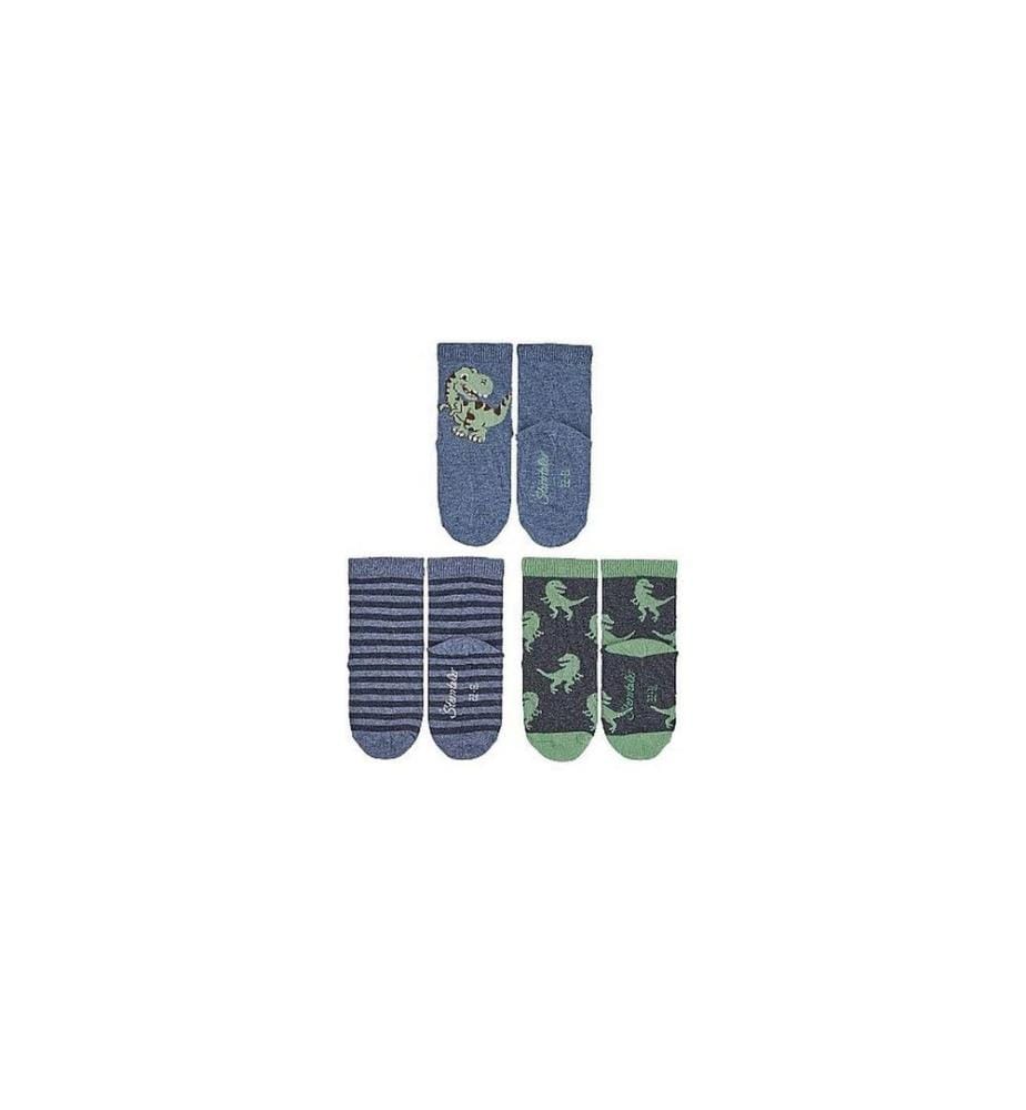 STERNTALER - Chaussettes Set de 3 anneaux/dinos bleu/vert/gris Taille 19 - 22