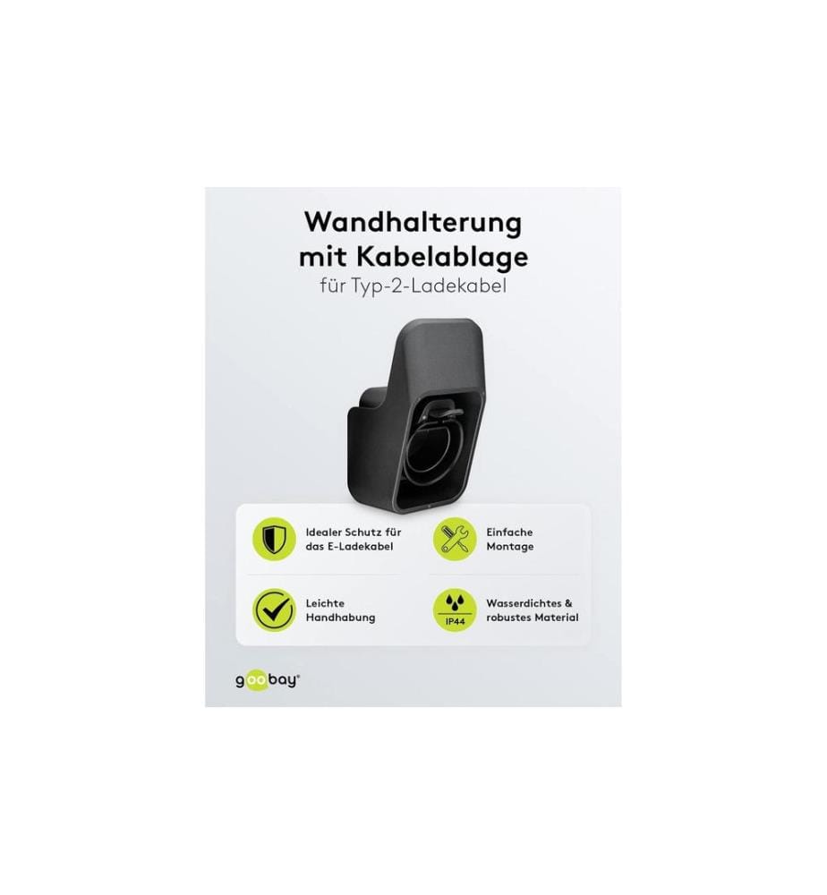 Goobay - Wandhalterung mit Kabelablage für Ladekabel Typ-2