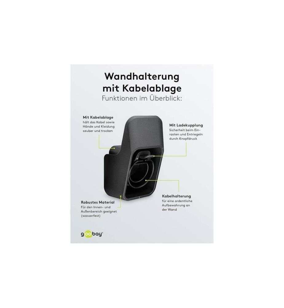 Goobay - Wandhalterung mit Kabelablage für Ladekabel Typ-2
