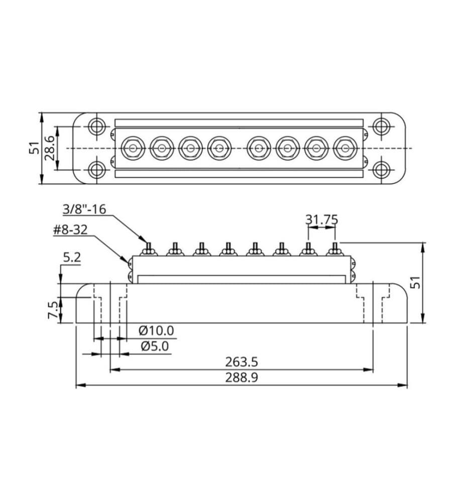 Victron Barre omnibus haute intensité 600A, 8 x M10