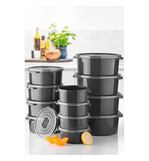 Ensemble de 12 boîtes de rangement, anthracite, 100 % plastique
