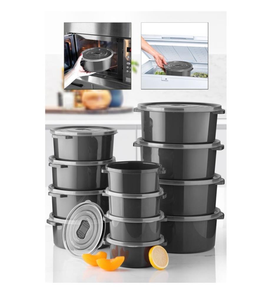 Storage Box Set, 12 Pieces, Anthracite, 100% Plastic