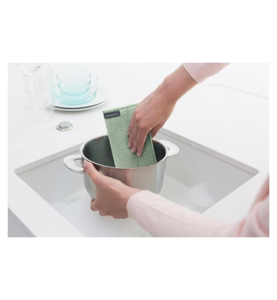 BRABANTIA - Chiffon de nettoyage en microfibre 3 Pièce/s, Gris/Vert clair/Blanc
