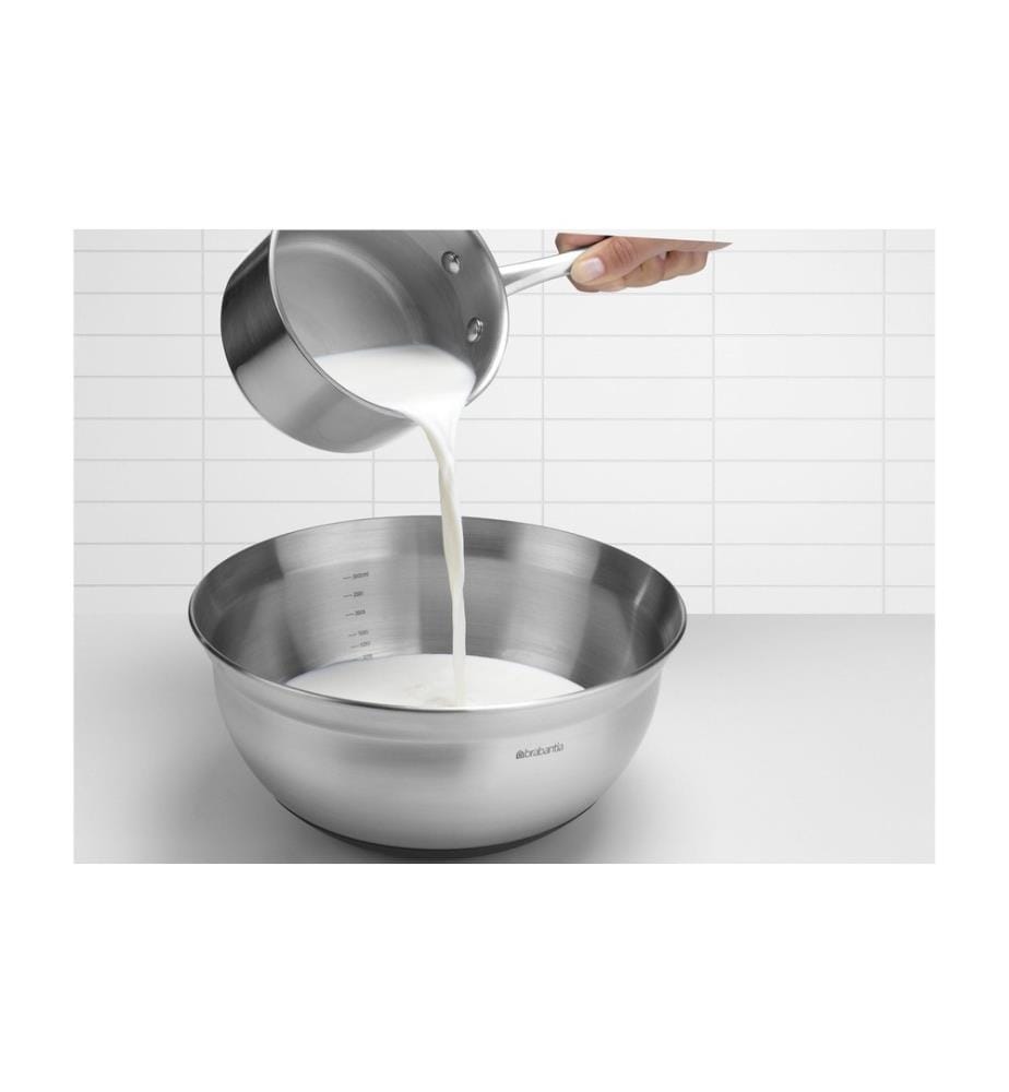 BRABANTIA - Rührschüssel-Set 1 l/1.6 l/3 l, Silber