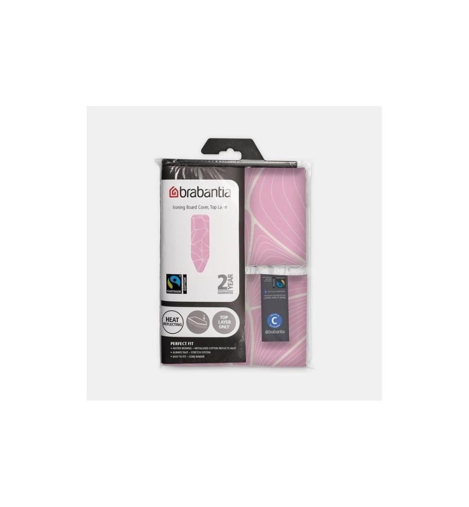 BRABANTIA - Bügelbrettbezug C mit 2 mm Schaumstoff 124 x 45 cm, Pink