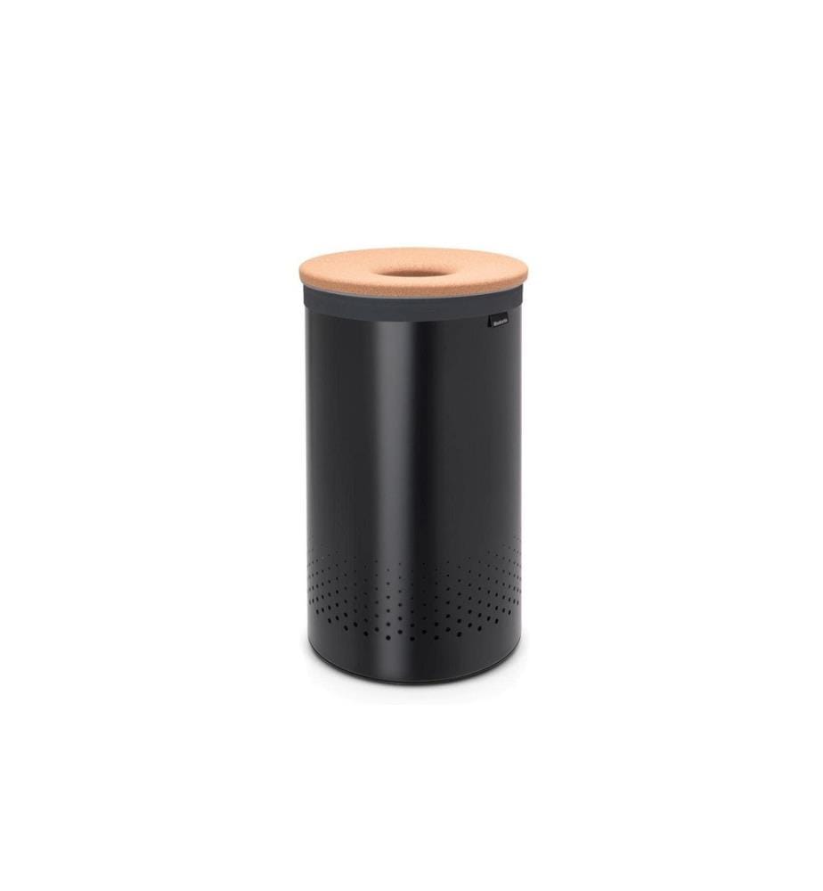 BRABANTIA - Wäschesammler mit Korkdeckel, 60 Liter, Schwarz