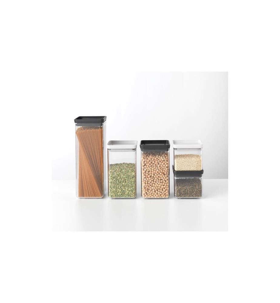 BRABANTIA - Récipients à provisions Tasty 0.7 l, Noir/Transparent