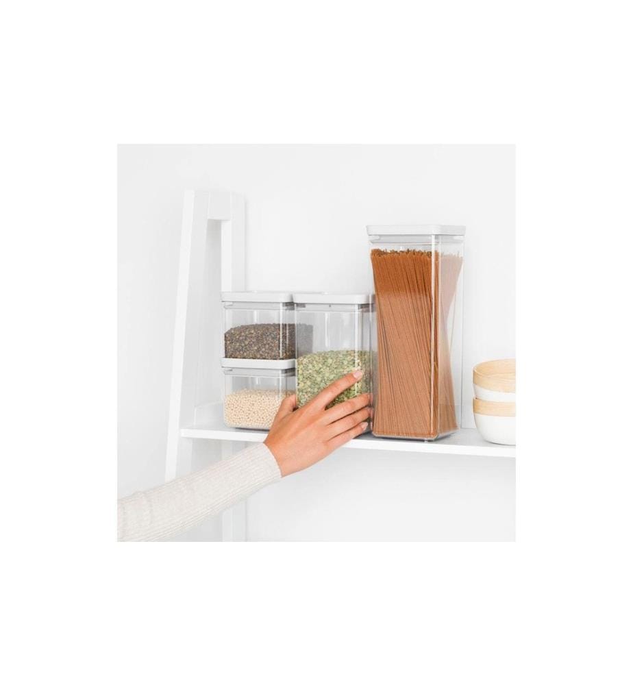 BRABANTIA - Récipients à provisions Tasty 4 pièces, 4.6 l, Transparent/Blanc