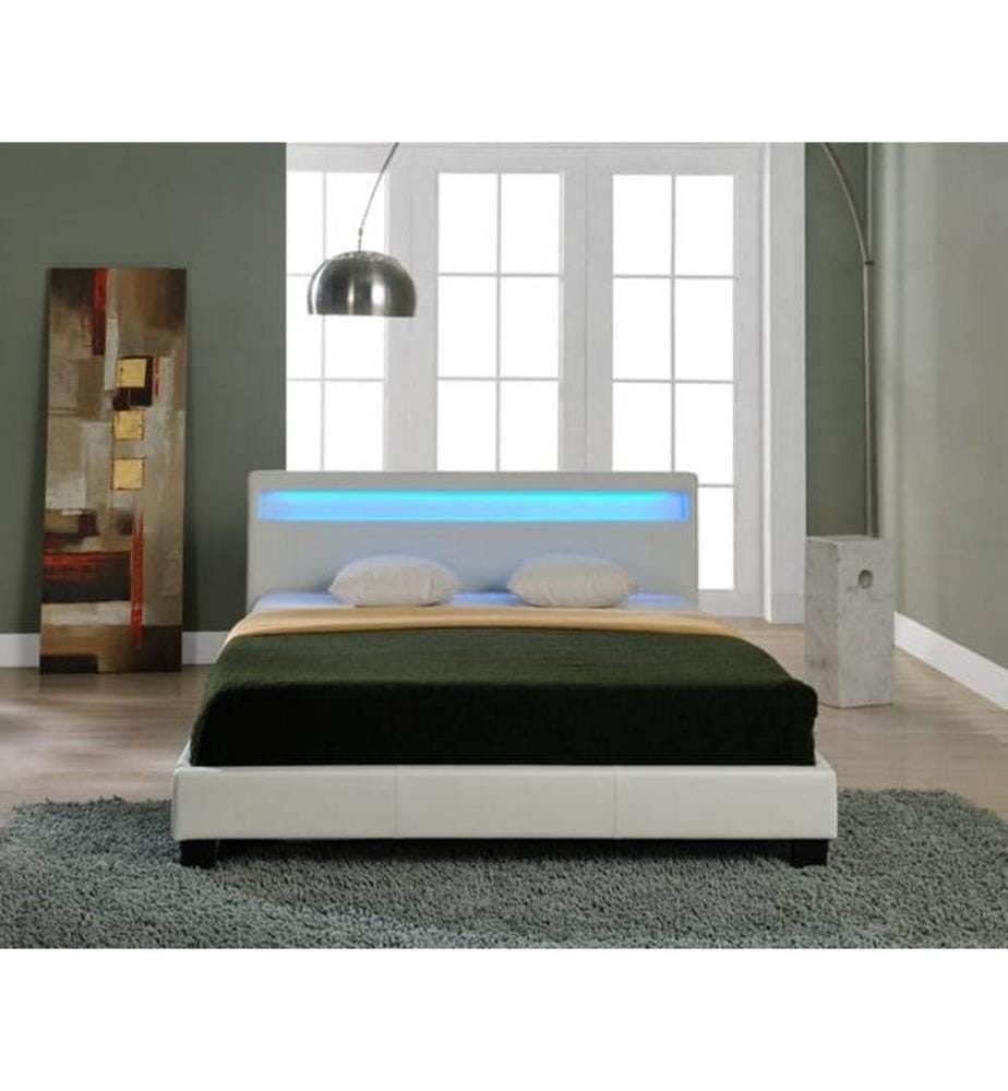 Lit en similicuir Paris avec éclairage LED RGB 180x200 cm Corium