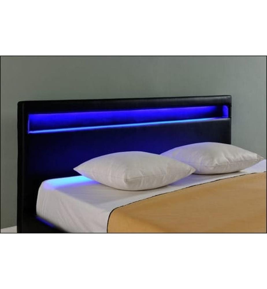 Lit en similicuir Paris avec éclairage LED RGB 160x200 cm Corium
