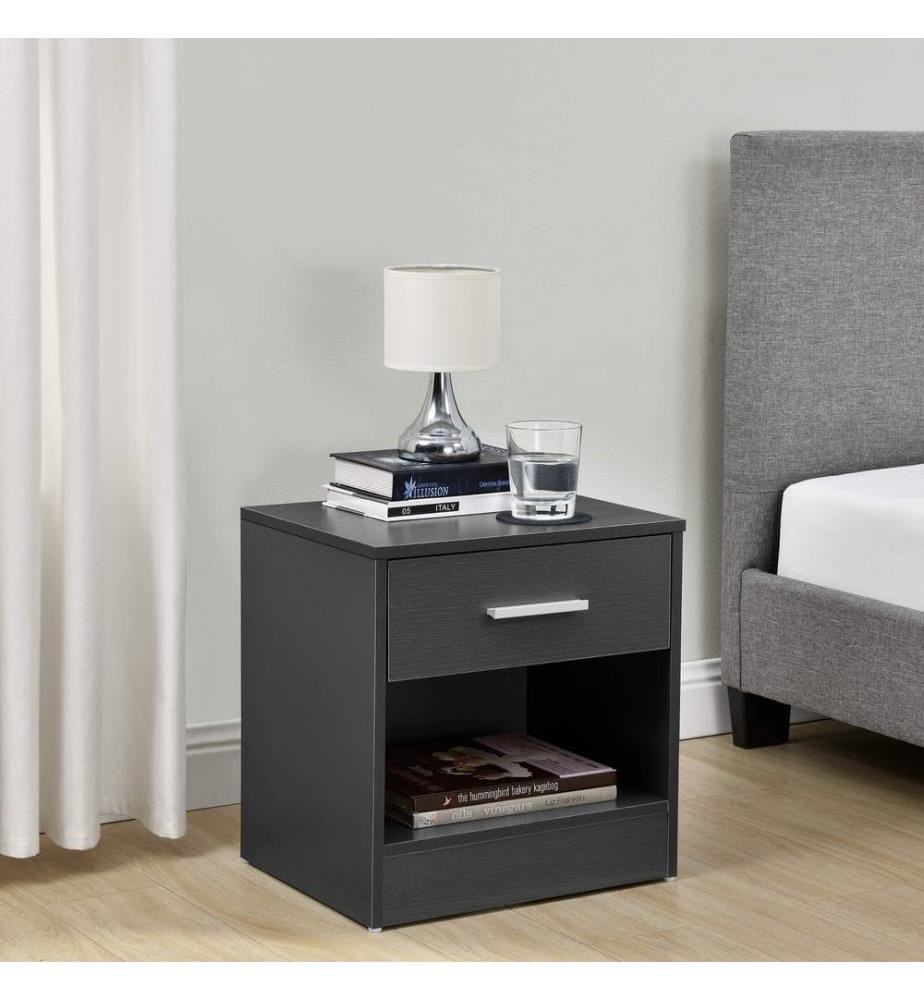 Nachttisch Jette 36.5 x 38 x 29.5 cm mit Schublade Grau