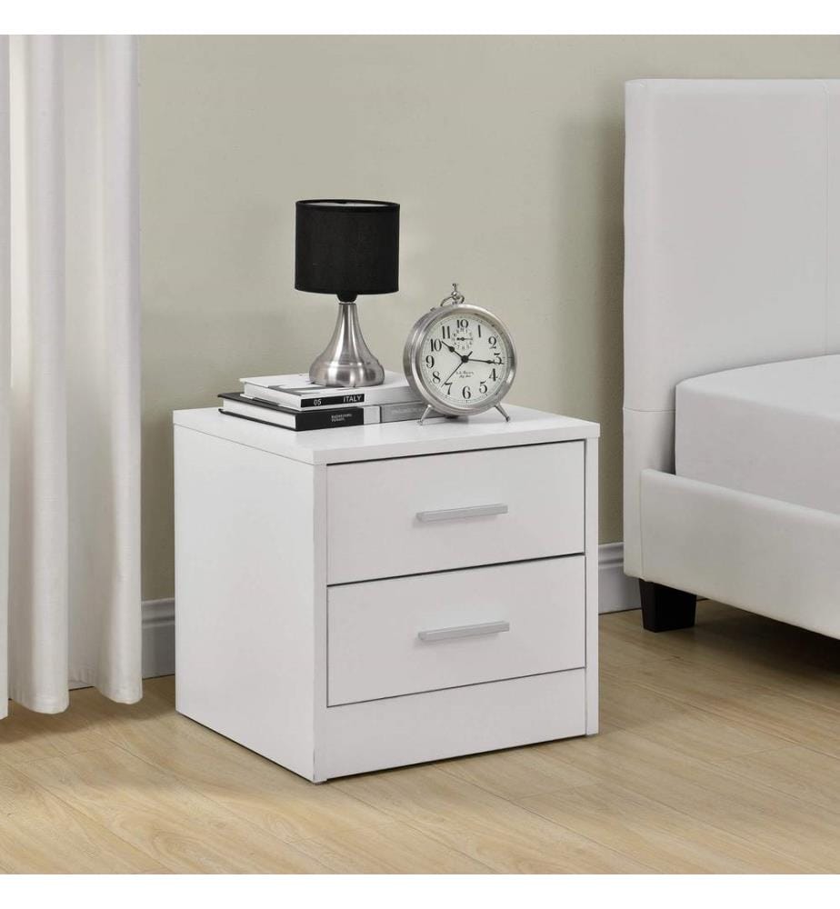 Comodino Jette 38x37x34 cm 2 cassetti Bianco