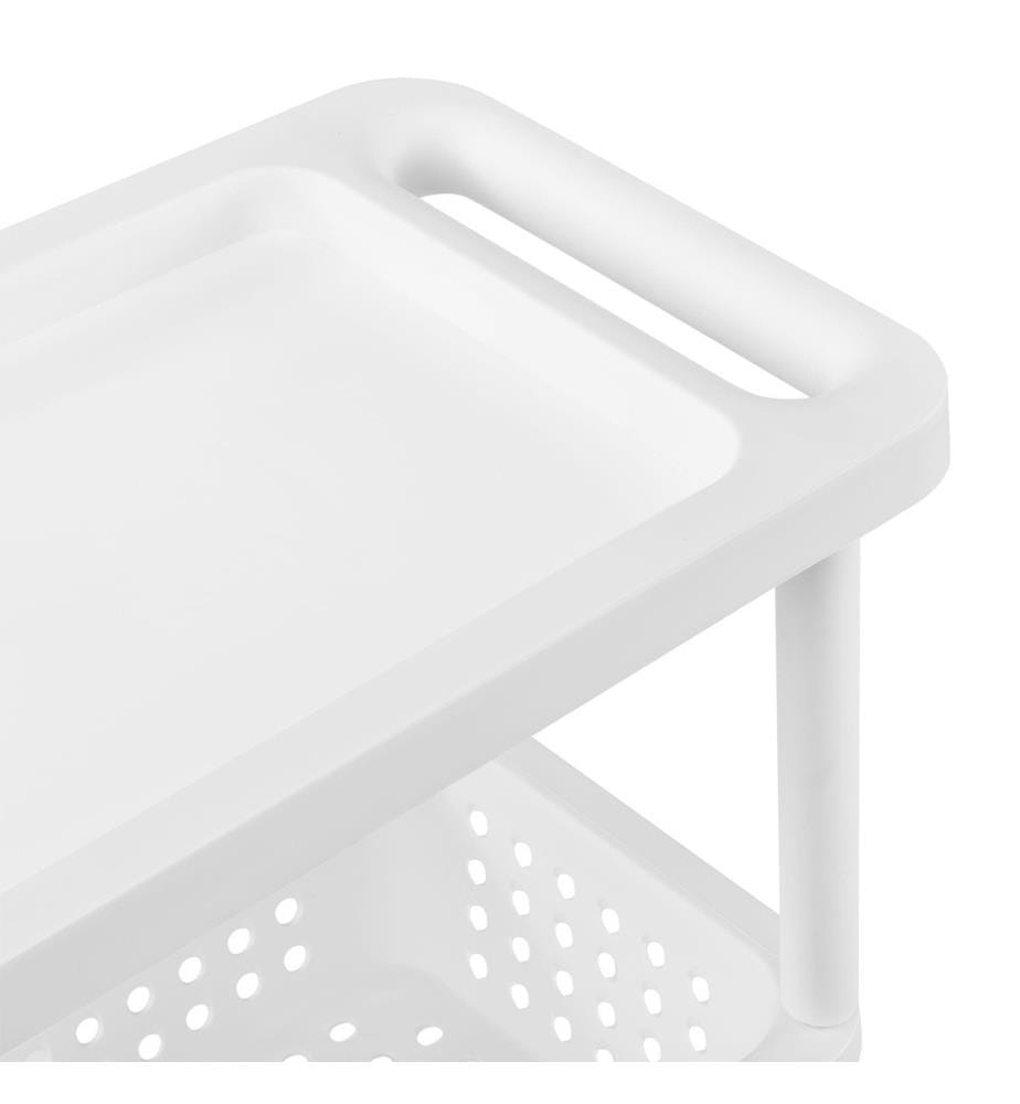 Scaffale rotante 77x22x48 cm con cestini 3 ripiani Bianco