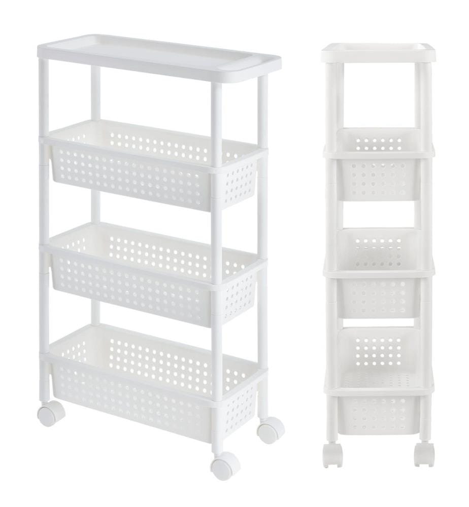 Rollregal 100x22x48 cm Rollwagen Weiss