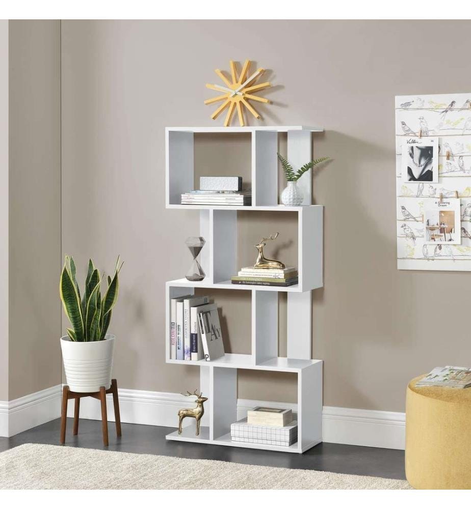 Libreria Brattahlid con 4 scomparti e 4 ripiani Bianco