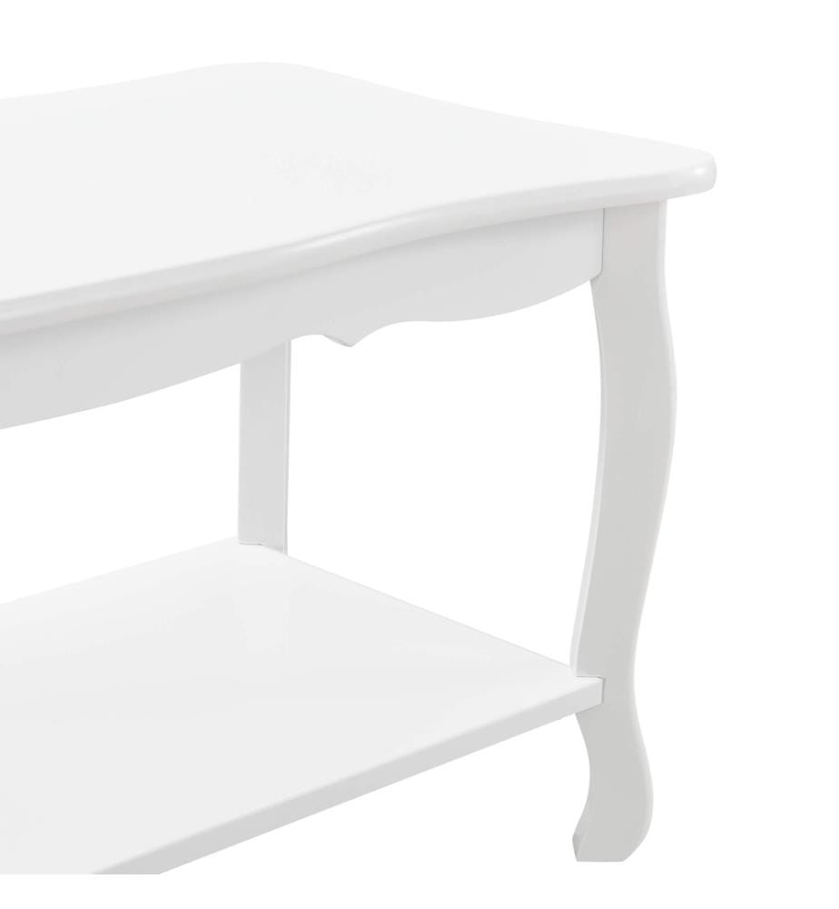 Tavolino Pearl 88x40x42 cm stile Shabby Shic bianco
