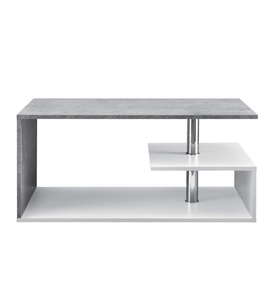 Table basse Harleem 90x50 cm avec étagère Blanc aspect béton
