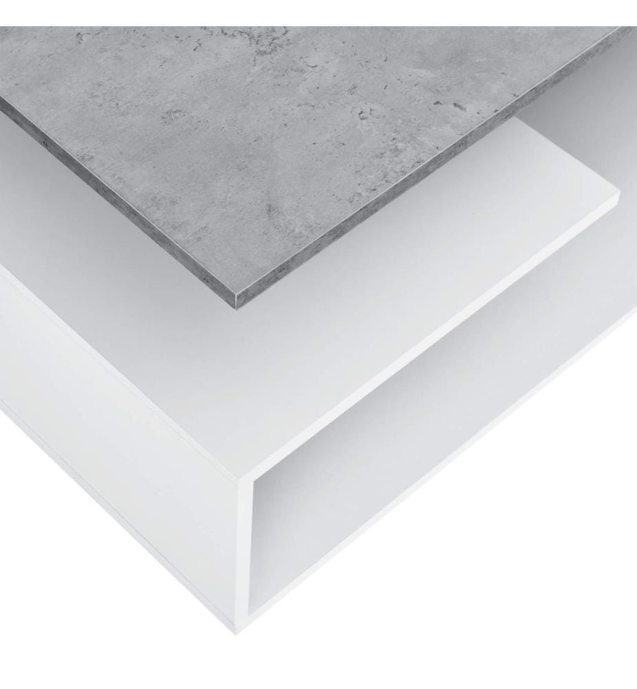 Table basse Harleem 90x50 cm avec étagère Blanc aspect béton