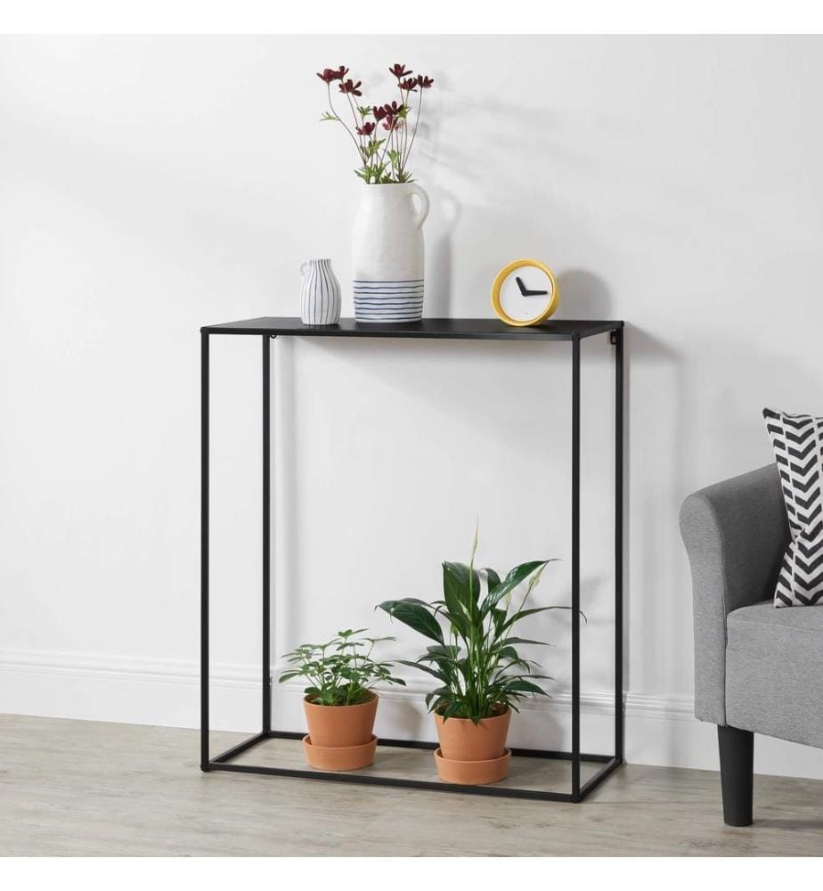 Table console Benimaclet 92x80x32 cm Résistant aux rayures Métal Noir