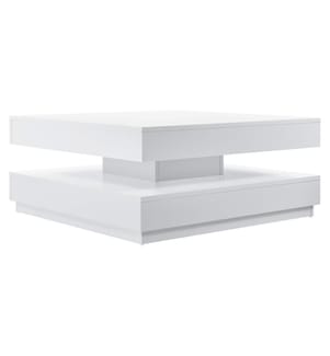 Couchtisch Florenz 76x76x38 cm Drehbar mit Ablage Weiss
