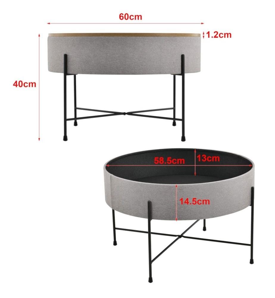 Table basse Tauranga Rond Couleurs Bois Gris