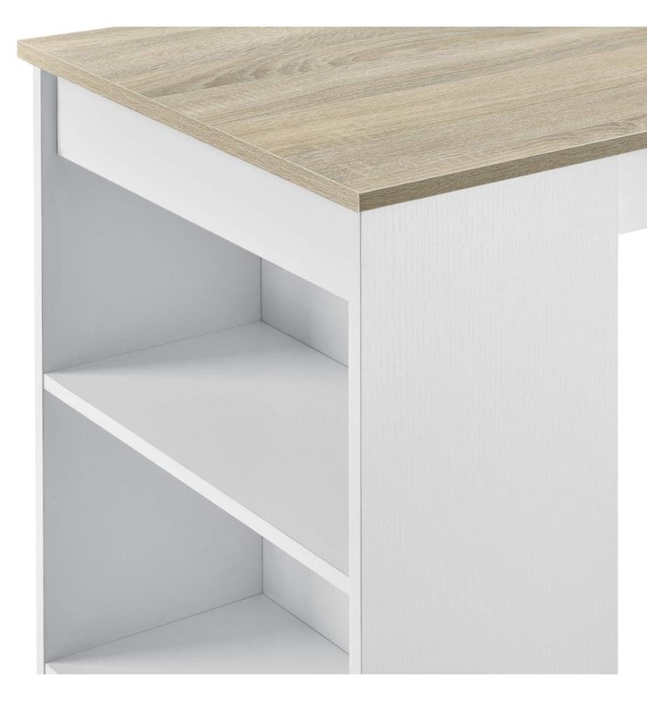 Bartisch Kouvala 110x50x103 cm Hausbar mit 3 Fächern Weiss Eichenoptik